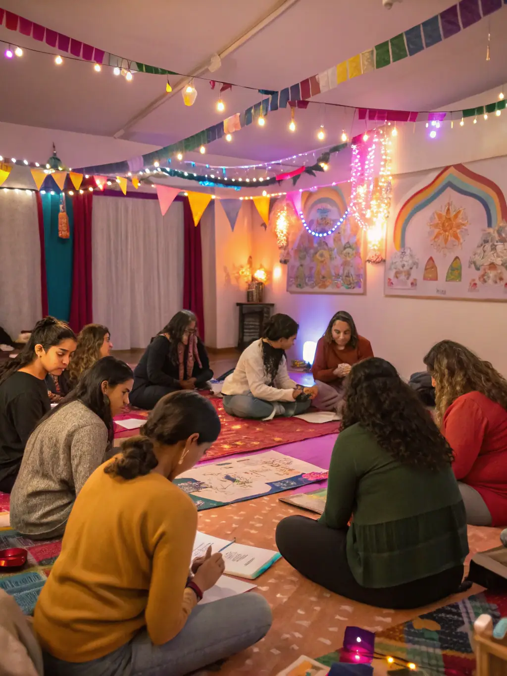 An image of a diverse group of people participating in a wellness workshop, symbolizing the community and support offered by RDS Scalar Revolution.